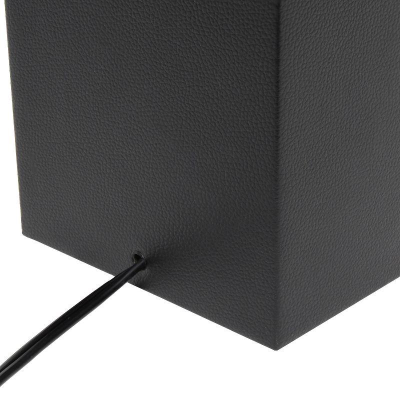 Lalia Home 21" Lexington Leather Base Modern Home Decor Bedside Table Lamp with USB Charging Port and Fabric Shade Black/White: UL Listed