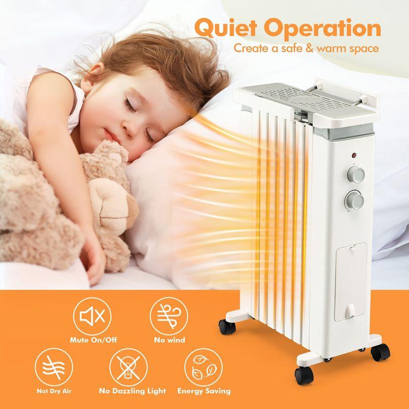 Costway 1500W Oil Filled Radiator Heater Electric Space Heater w/ Humidifier White\Black