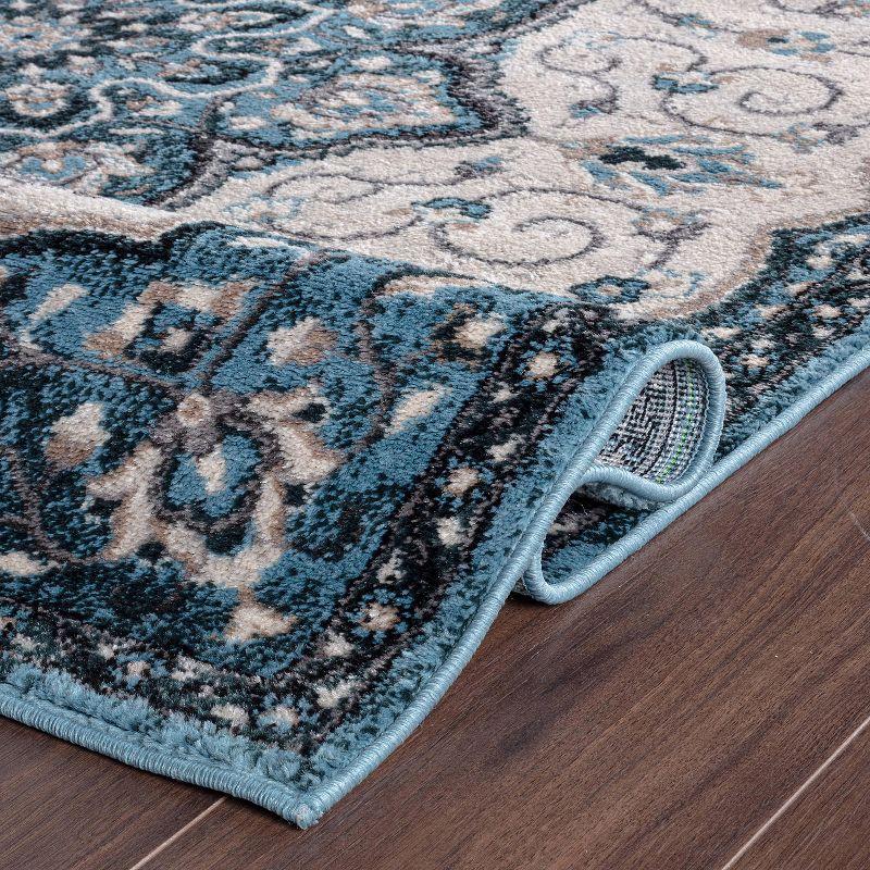 World Rug Gallery Traditional Medallion Area Rug - BLUE 2'x7'