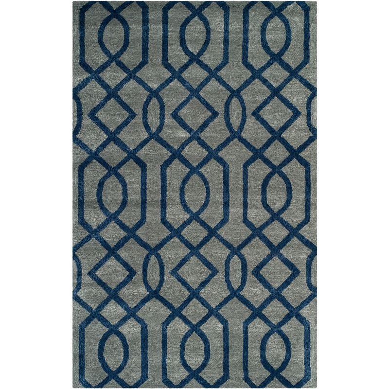 Soho SOH411 Hand Tufted Area Rug - Grey/Dark Blue - 3'6"x5'6" - Safavieh.