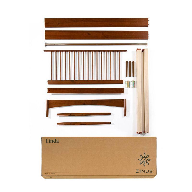 King Linda Wood Platform Bed Frame Brown - Zinus: Solid Pine, No Box Spring Needed, Easy Care