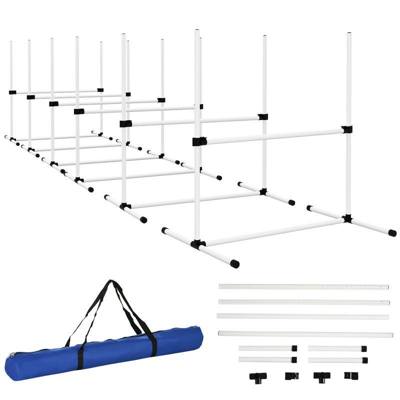 PawHut Dog Agility Starter Kit with Adjustable Height Jump Bars, Included Carry Bag, & Displacing Top Bar