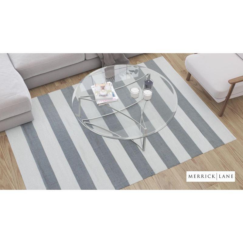 Merrick Lane 5' x 7' Handwoven Indoor/Outdoor Cabana Style Striped Area Rug in Grey