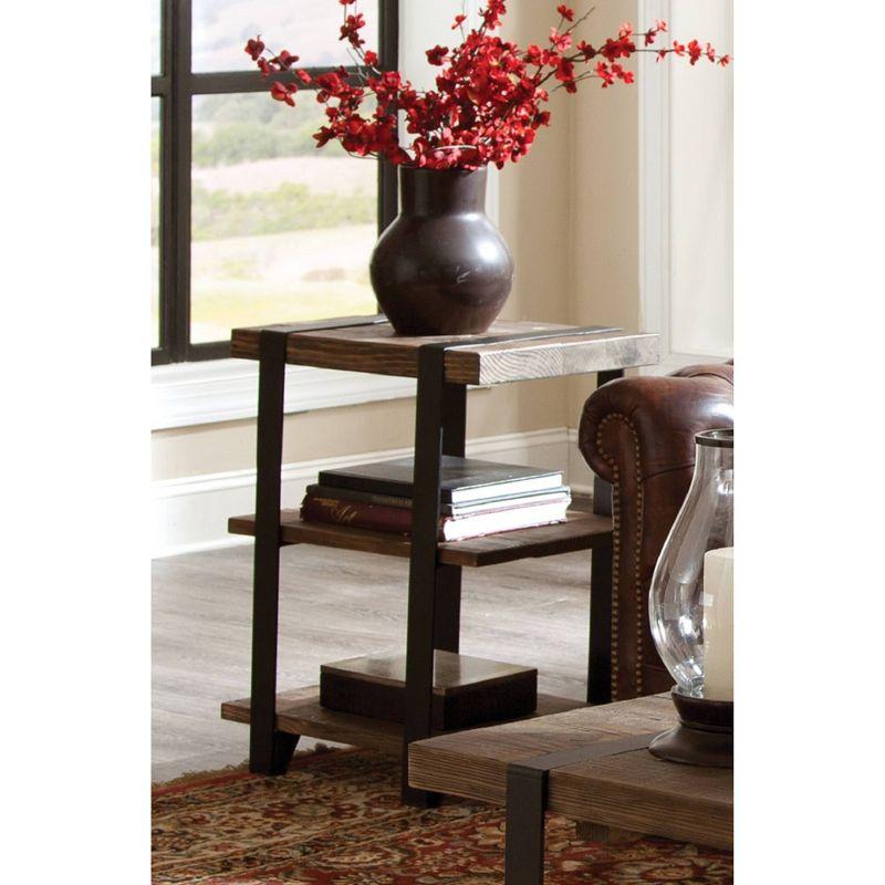 20" Modesto 2 Shelf Solid Wood and Metal End Table - Alaterre Furniture: Industrial, Rustic Design