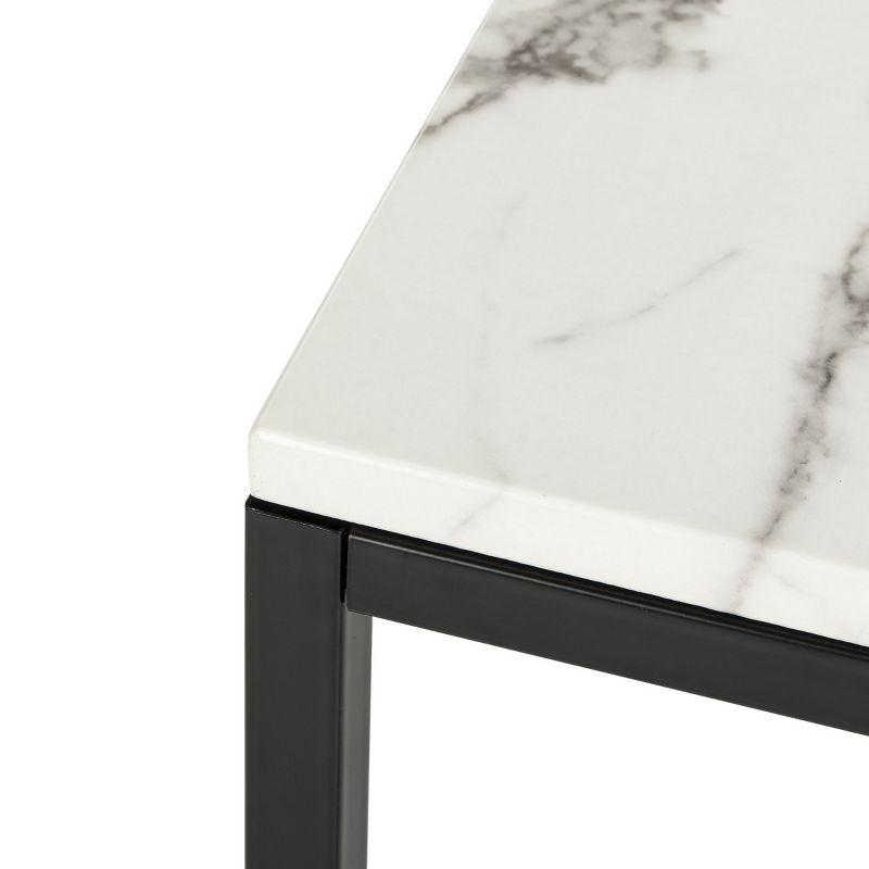 Transitional Grey Marble Top Console Table with Black Frame