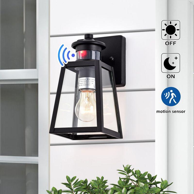 C Cattleya Matte Black Motion Sensor and Dusk to Dawn Outdoor Wall Sconce