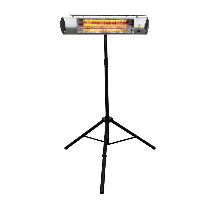 Kenmore Carbon Infrared 1500W Electric Patio Heater with Tripod & Remote Silver: Indoor/Outdoor Use, 130 Sq Ft Coverage