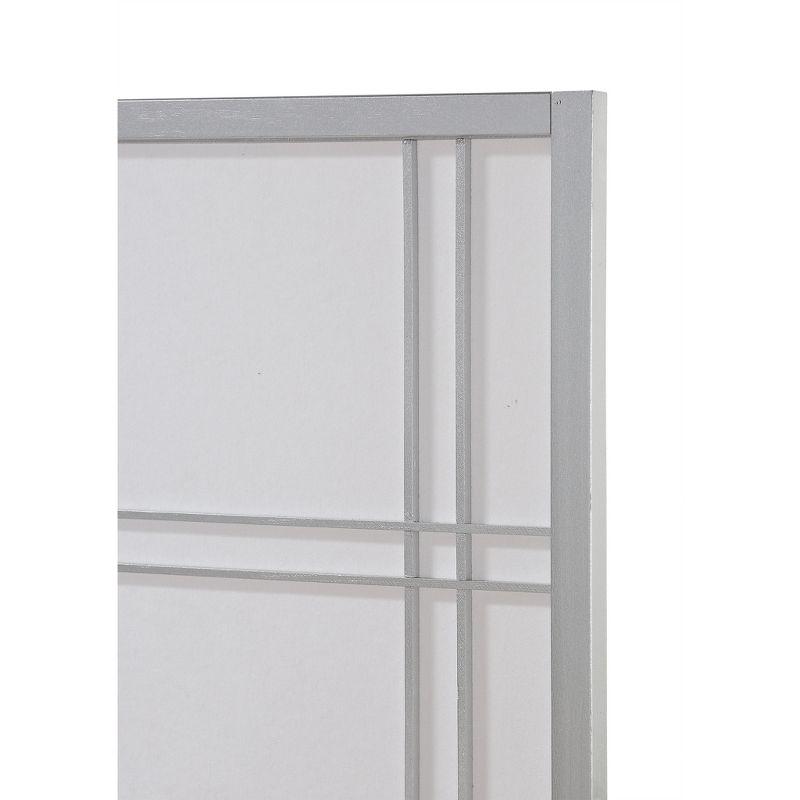 Roundhill Furniture Seto 4-Panel Room Divider Screen, Silver