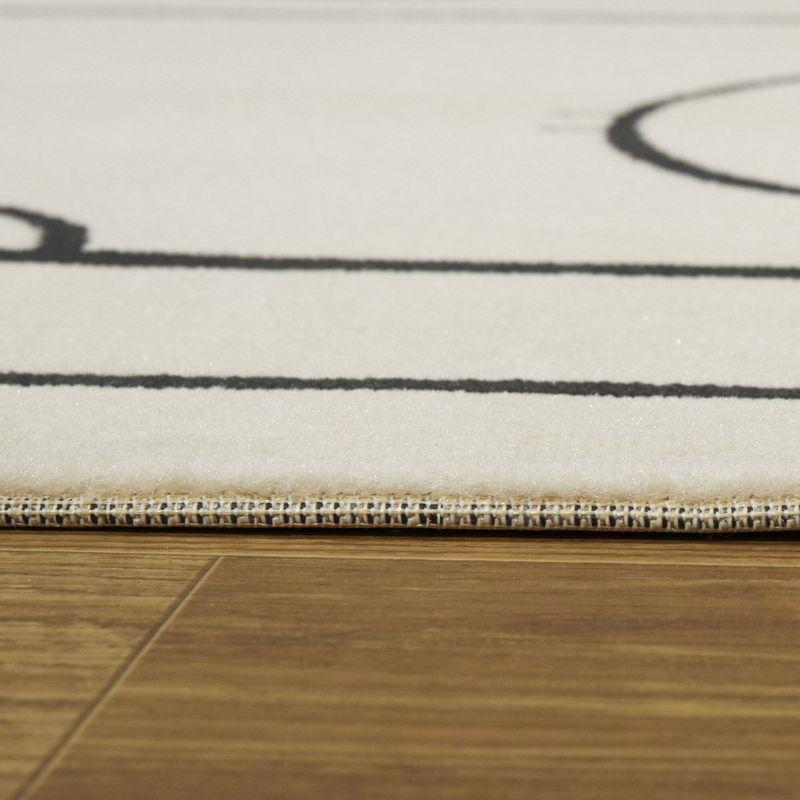 3'11"x5'7" Hockey Time Kids' Rug Cream/Black - Balta Rugs: Kids Area Rug, Hockey Rink Design, Bedroom Decor