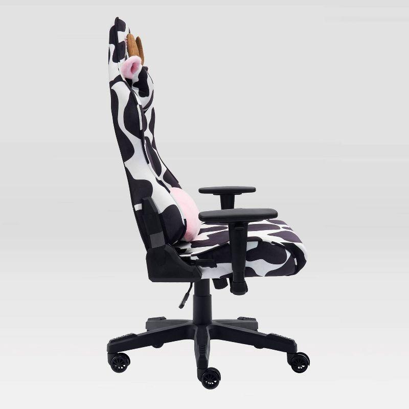Ts85 Cow Print Luxx Series Gaming Chair Cow - Techni Sport: Velvet Upholstery, Memory Foam, Adjustable