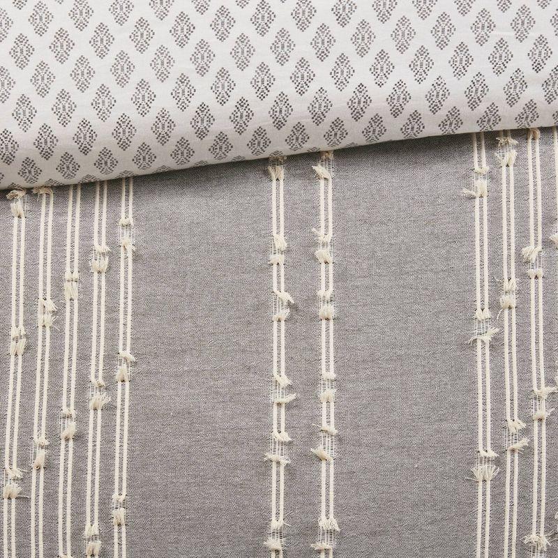 Gray Full Cotton Jacquard Reversible Bedding Set