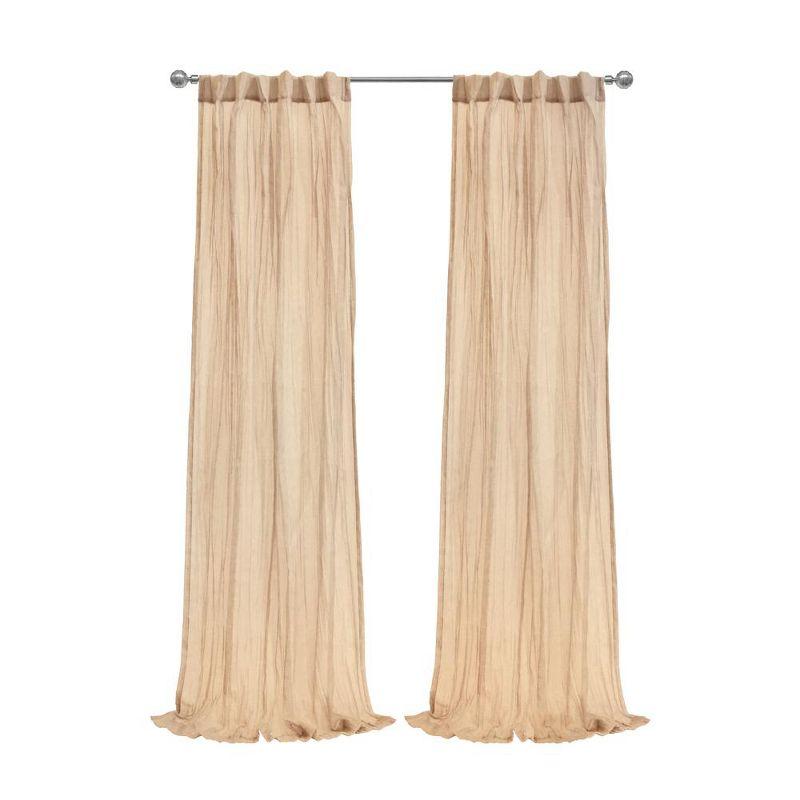 Habitat Paloma Sheer Dual Header Stylish and Functional Curtain Panel 52" x 108" Apricot