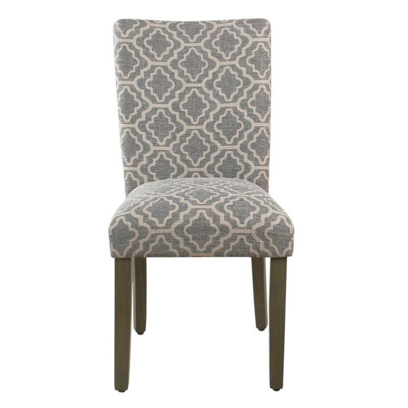 Gray and Cream Upholstered Parsons Side Chair Set with Wood Legs