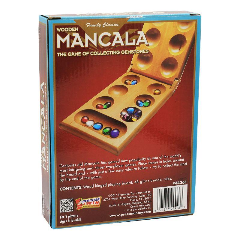 Wooden Mancala Game Set with Hinged Board and Marbles