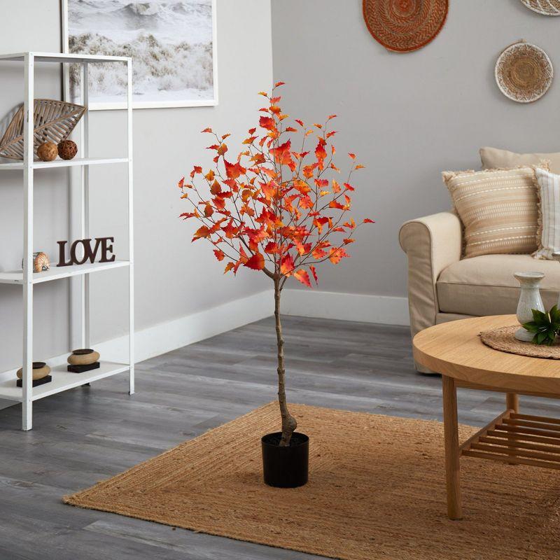 4-Foot Fall Birch Artificial Tree with Orange Leaves