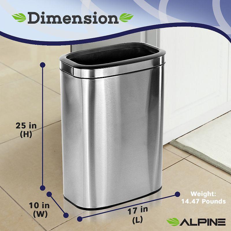 Stainless Steel Open Top Kitchen Office Indoor Trash Can with Liner