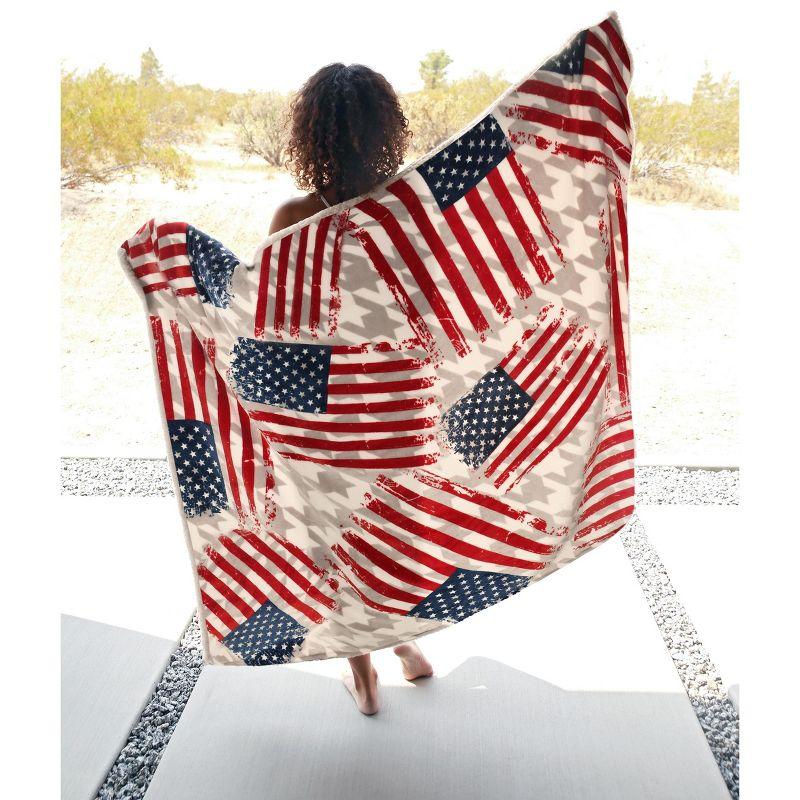 Catalonia Patriotic US Flag Blanket, American National Flag Throws, Reversible Blanket for Couch, 4th of July Citizenship Veteran Gift, 50X60 inches