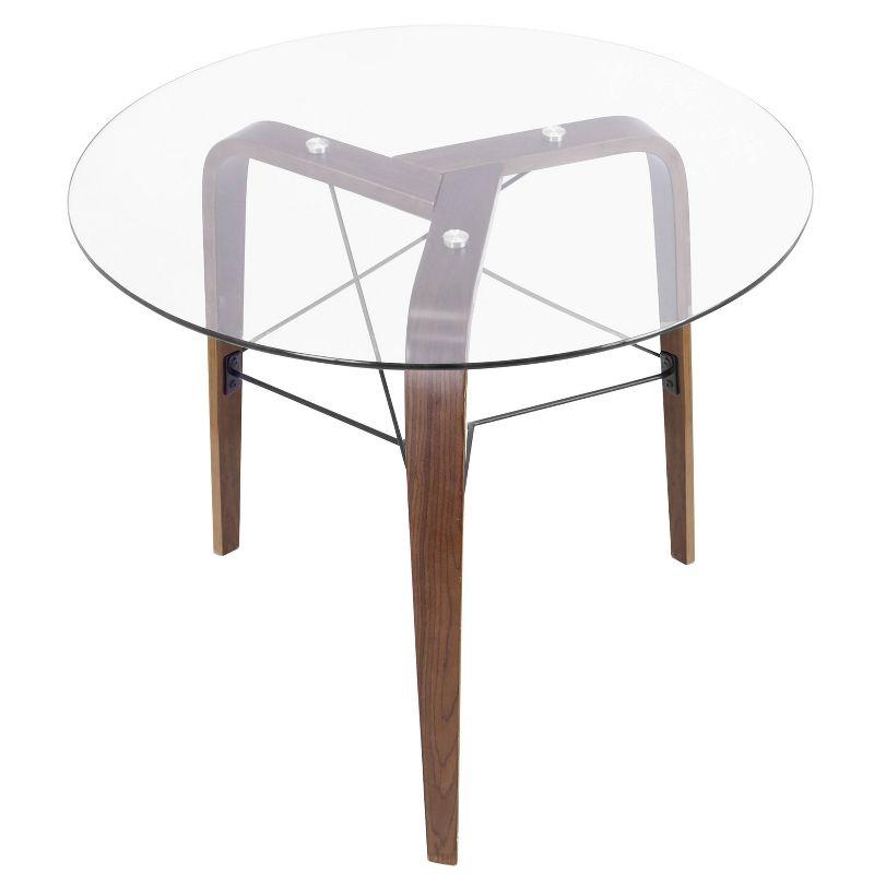 39" CosmoFlair Circular Glass & Walnut Wood Dining Table