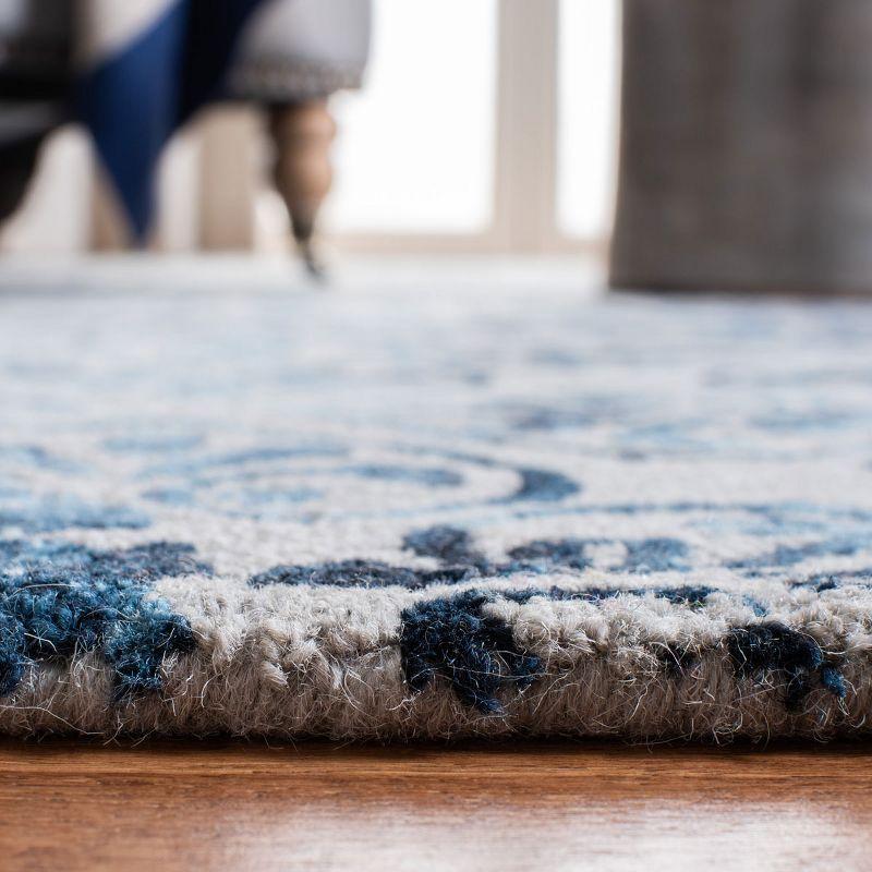 Handmade Black and Blue Wool Tufted Area Rug