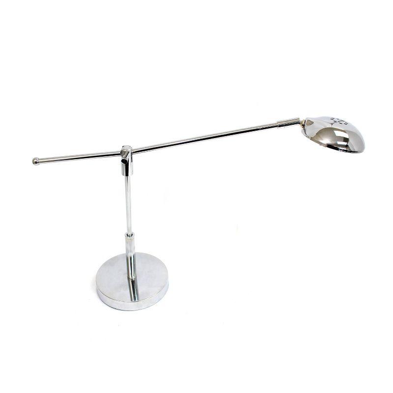 3W Balance Arm Chrome Desk Lamp with Swivel Head Silver (Includes LED Light Bulb) - Simple Designs: Adjustable, ETL Listed, for Office & Dorm