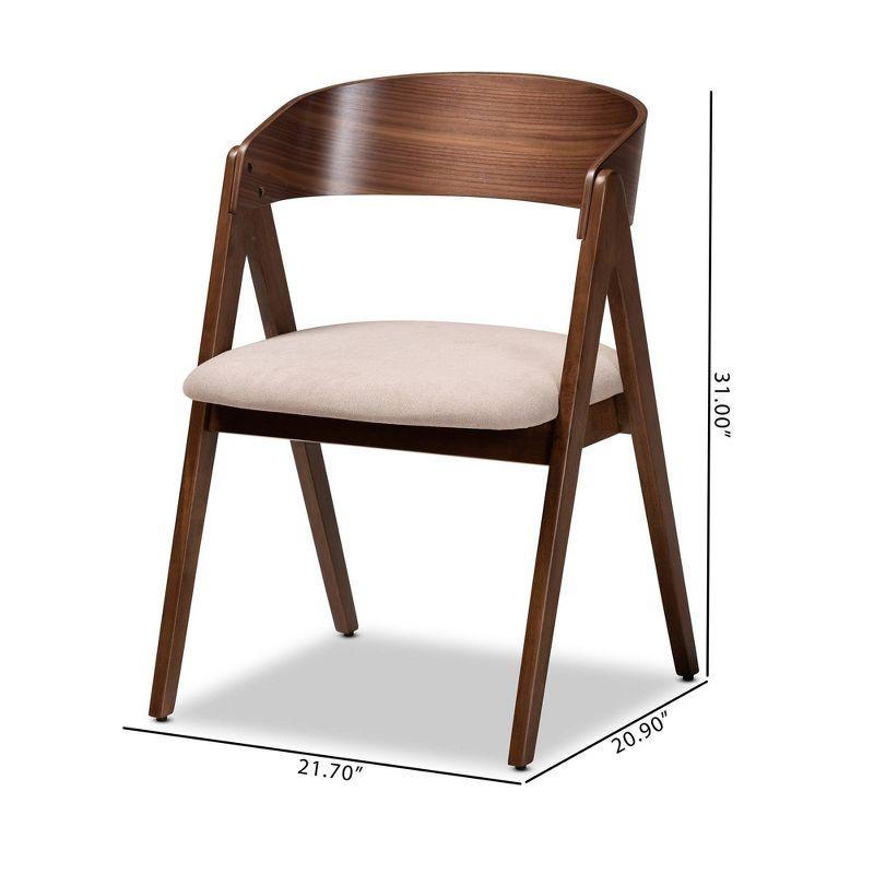 2pc Danton Fabric Upholstered Wood Dining Chair Set Beige/Walnut Brown - Baxton Studio