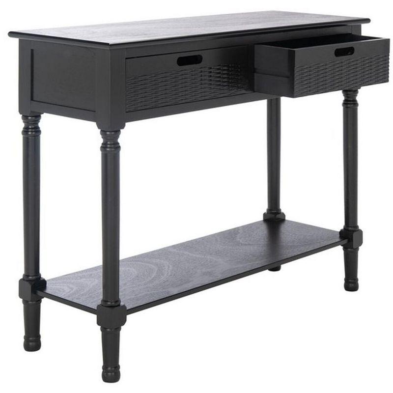 Landers Black Wood 2-Drawer Console Table with Storage