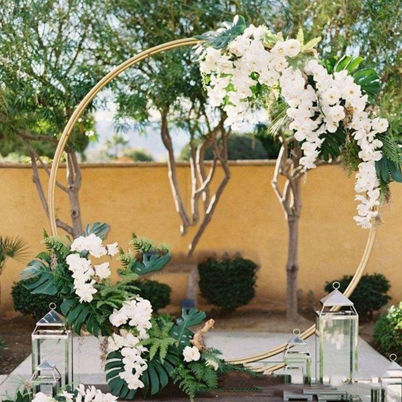 6.6 FT Gold Metal Round Wedding Arch Backdrop Stand