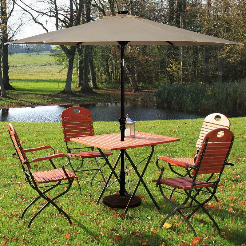 Latitude Run® 9 Feet Patio LED Solar Umbrella With Crank