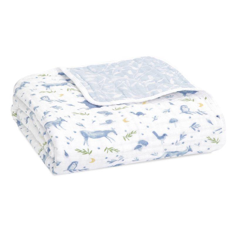 Organic Cotton Muslin Reversible Baby Blanket with Forest Print