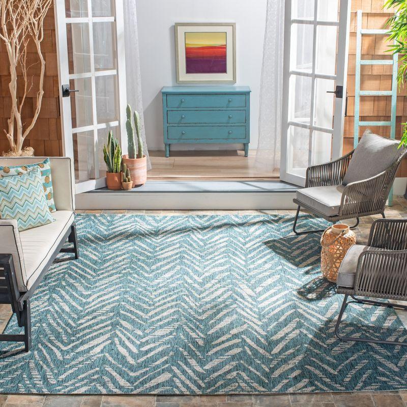 Square Easy-Care Blue Synthetic 79" Outdoor Area Rug