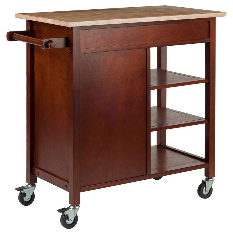 Marissa Kitchen Cart Walnut - Winsome: Solid Beechwood Top, Enclosed Cabinet, Locking Casters