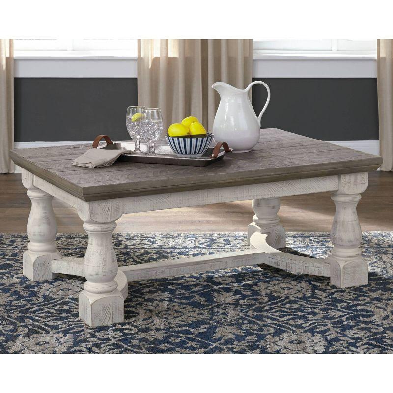 Havalance Rectangular Coffee Table in Weathered Gray and Vintage White