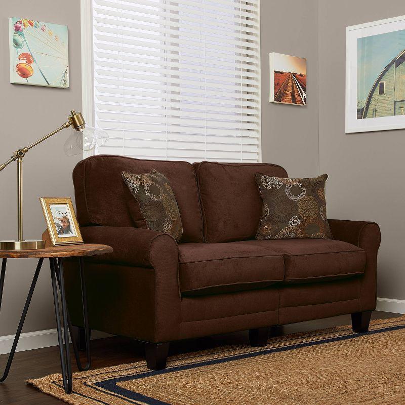 Serta Copenhagen 61" Rolled Arm Sofa, Easy Care Fabric, Soft Pillow Back, Pocket Coil Seat Cushions