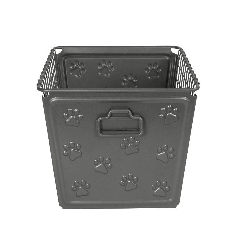 Spectrum Diversified Macklin Paws Medium Basket Dark Gray: Metal Utility Storage, Portable, 10.4" H x 17.5" D, Multicolored