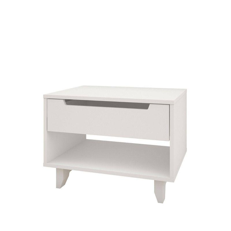 White Melamine Modern 1-Drawer Nightstand with Open Shelf