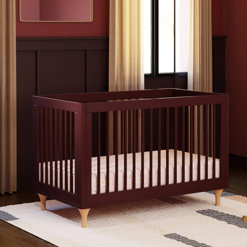 Babyletto Lolly Crimson Red & Natural Wood 3-in-1 Convertible Baby Crib with Toddler Bed Conversion Kit