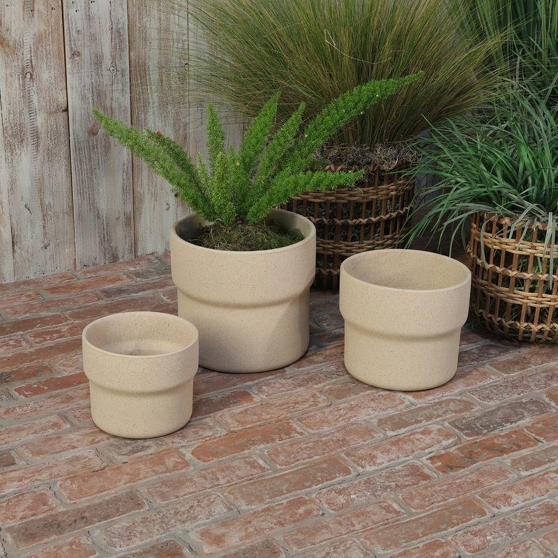 Tan Ceramic Mushroom Planters Set of Three for Indoor/Outdoor Use