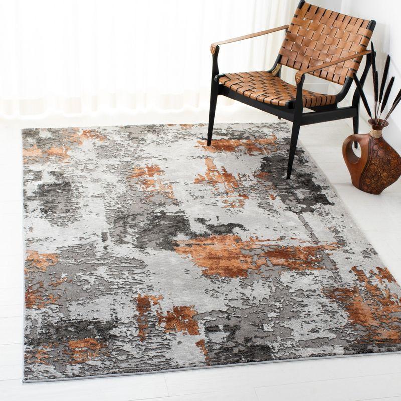 Steelside™ Ettinger Abstract Gray/Orange Area Rug