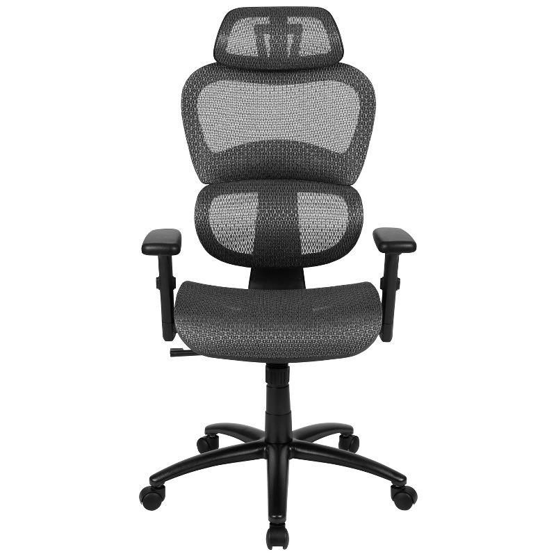 ErgoFlex 360 High-Back Mesh Swivel Office Chair with Adjustable Arms in Gray