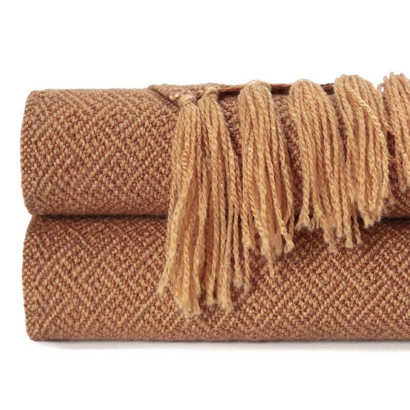 Toddler Brown Knitted Fringe Throw Blanket