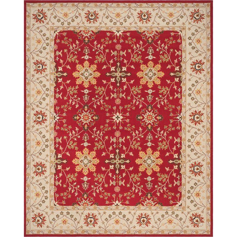 Reversible Red/Ivory Synthetic Hand-Knotted Easy Care Area Rug - 9' x 12'