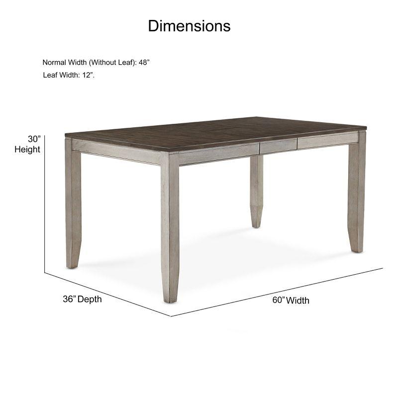 Abacus Dining Table Alabaster/Honey - Steve Silver Co.: Rubberwood & Acacia, Butterfly Leaf, Seats 6