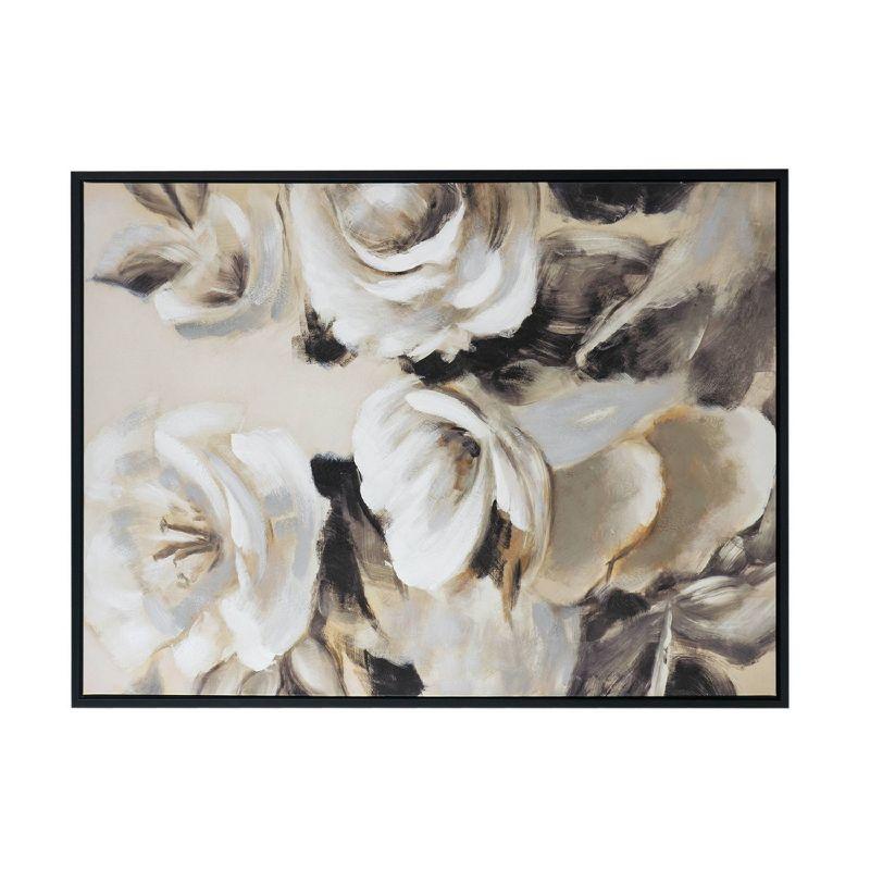 Jardin De Fleurs Hand-Painted Cream and Gray Canvas Wall Art