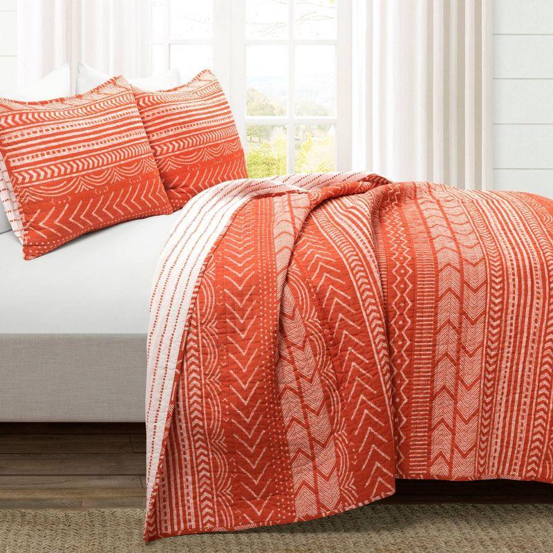 Lush Décor 3pc Hygge Geo Reversible Cotton Quilt & Sham Set