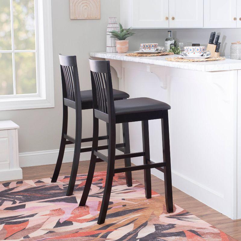 30" Torino Craftsman Padded Seat Barstool Hardwood/Dark Cherry - Linon: Rubberwood, 31" High