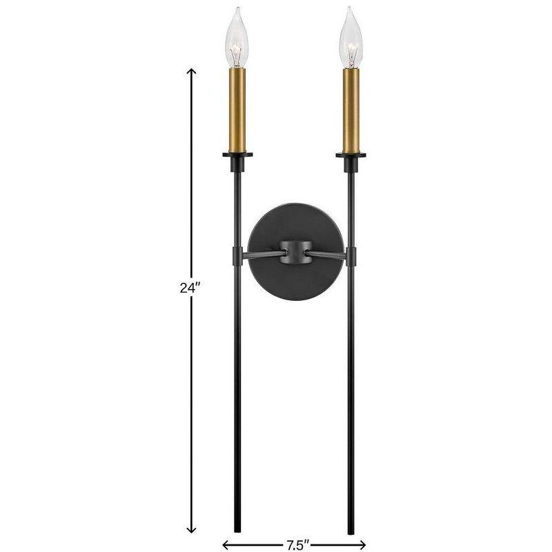 Hux 24" Black and Lacquered Brass 2-Light Wall Sconce