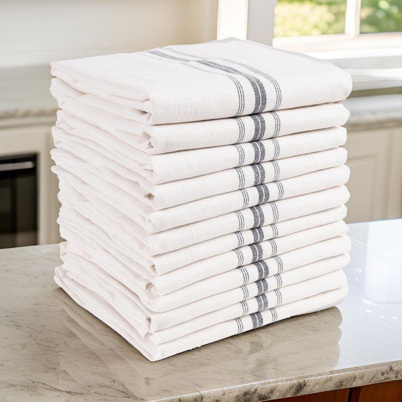 KAF Home Farmhouse Stripe Set Of 12 Kitchen Towels - 15" x 25", In Charcoal
