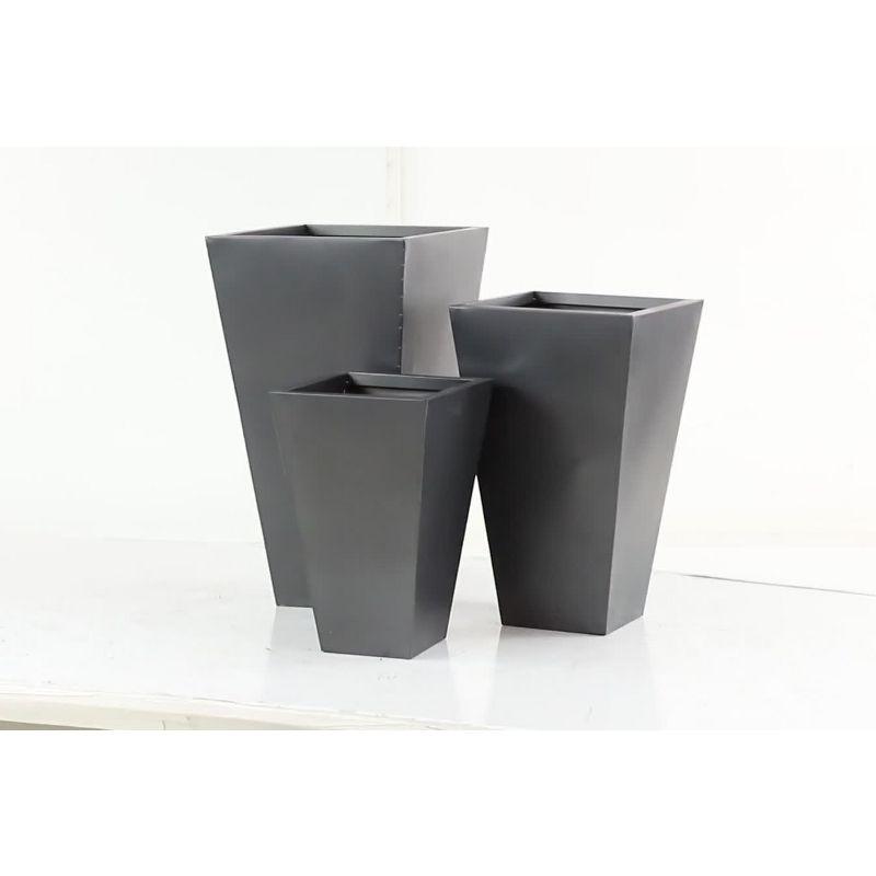 Set of 3 Modern Trapezoidal Iron Planters - Olivia & May: Indoor/Outdoor Freestanding Decor, No Drainage