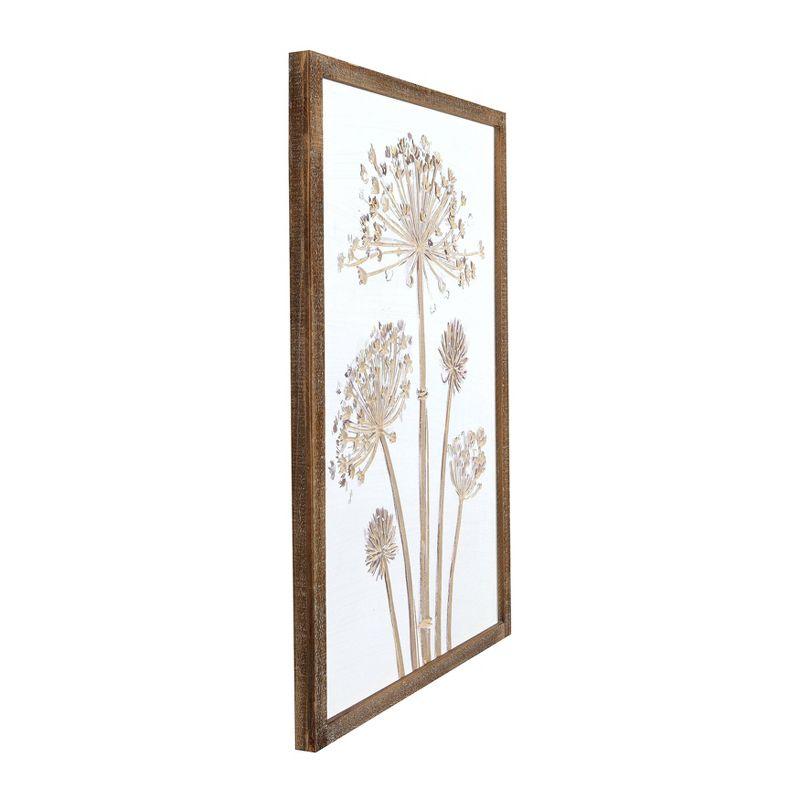 Storied Home (Set of 2) 20.25" x 30" Engraved Wood Wall Decor with Flower : Botanical Art, Vertical Display