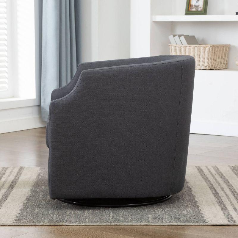 Infinity Ashen Gray Polyester Swivel Barrel Accent Chair